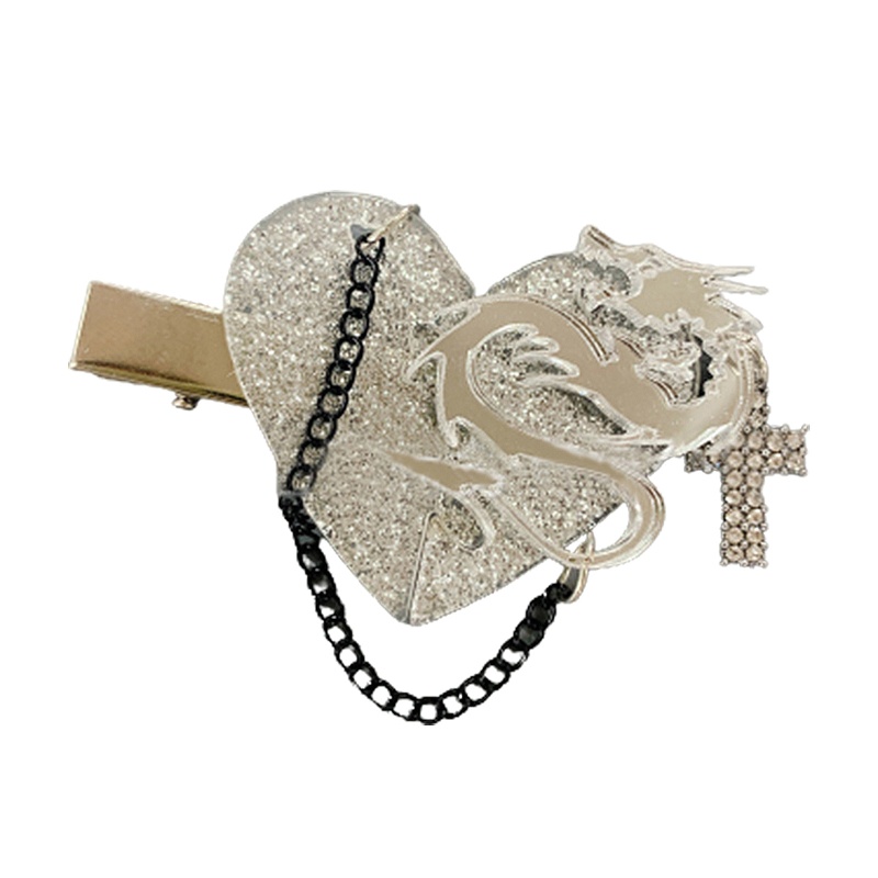 Kẹp Tóc Hình Trái Tim Bằng Acrylic Phong Cách Gothic Punk Hóa Trang Halloween