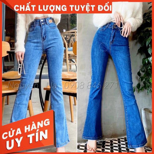QUẦN JEANS LOE DÁNG DÀI LƯNG CAO 2 NÚT- ảnh thật shop chụp