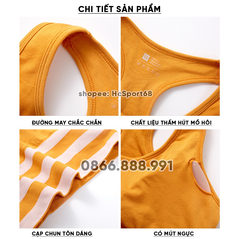 Áo Croptop Bra AL01 Viền 3 Sọc Có Lót Ngực Thể Thao Nữ Tập Gym, Yoga, Ôm Sát, Tôn Dáng - HcSport68