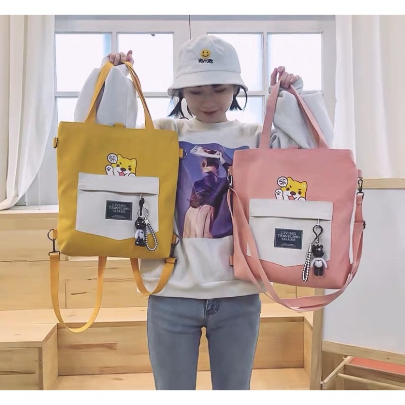 Túi tote/ túi vải - CÚN CHỮ TÀU - Vừa a4