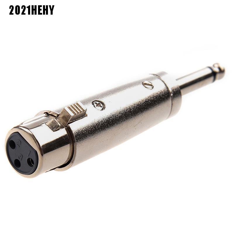 [2021HE] Silver-colored 3 Pin XLR Female To 1/4" 6.35mm Male Mono Jack Lead Adapter AD #HY