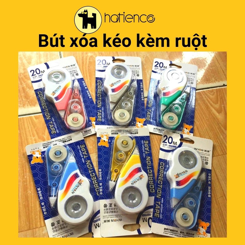 Bút xóa, bút xóa kéo đôi, tặng kèm ruột xóa