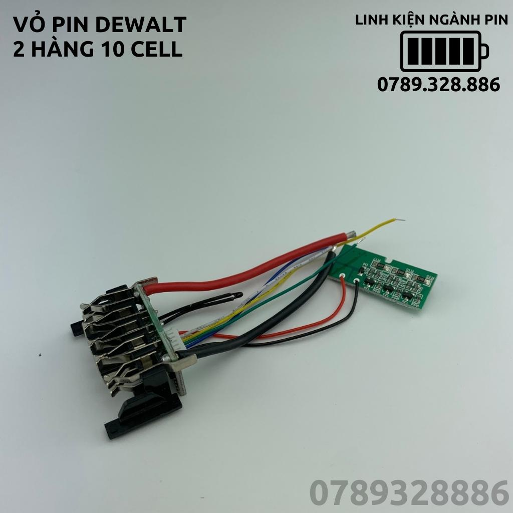 Vỏ mạch pin Dewalt 18V 5Ah Li-ion 2 hàng  có led báo pin, nhận sạc zin