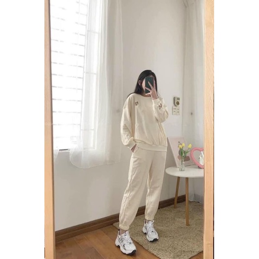 Bộ nỉ bông cún thêu chữ