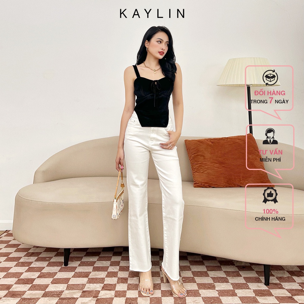 Quần jean nữ suông trơn phong cach KAYLIN - N1659