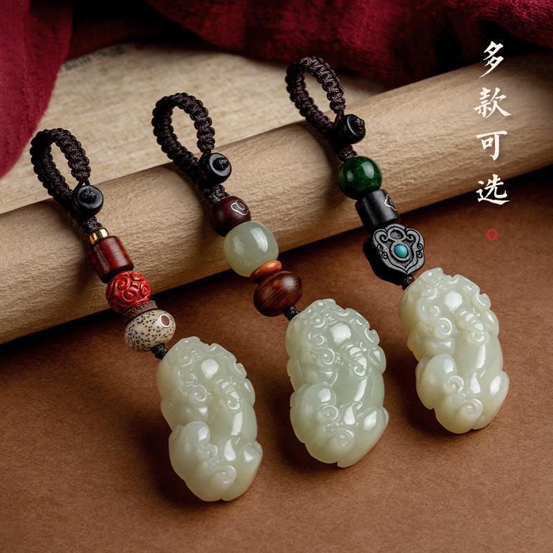 Móc Khóa Xe Hơi Hạt Ngọc Bích May Mắn An Toàn Sáng Tạo Độc Đáo