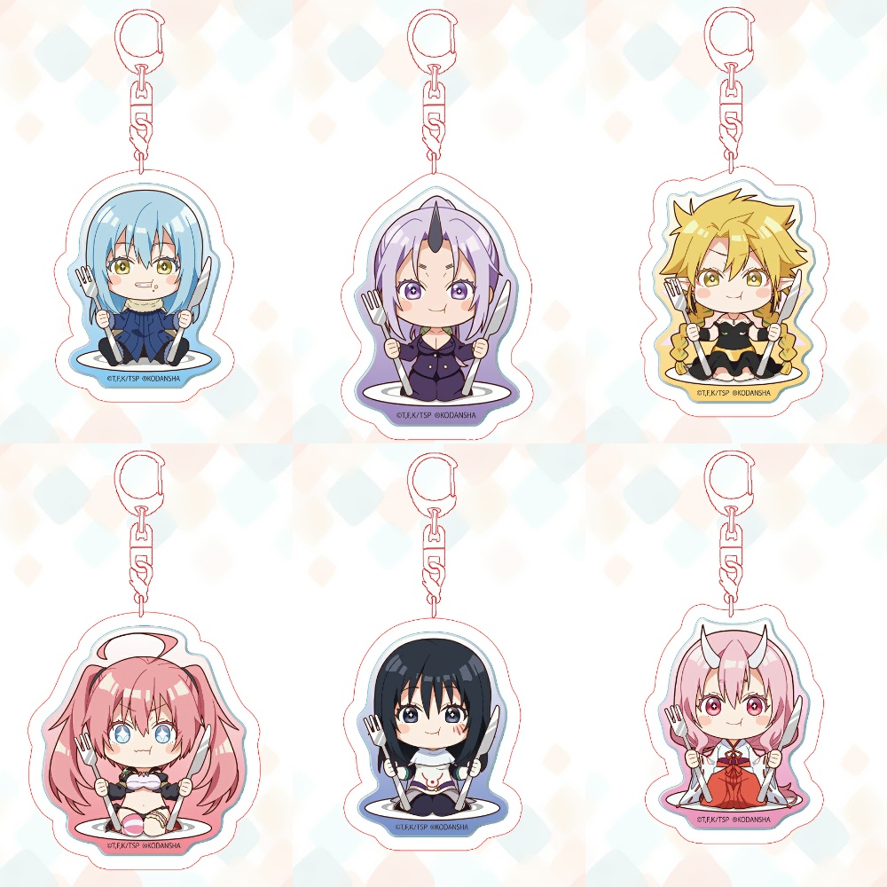 ( Mica trong acrylic ) Móc khóa Chuyển Sinh Thành Slime Tensei-shitara Slime datta Ken ver ĂN UỐNG anime chibi xinh xắn