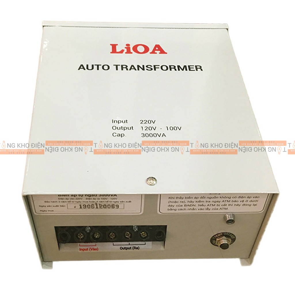 Biến Áp Đổi Nguồn LiOA 3000VA (Nguồn Vào 220V / Nguồn Ra 100-120V)