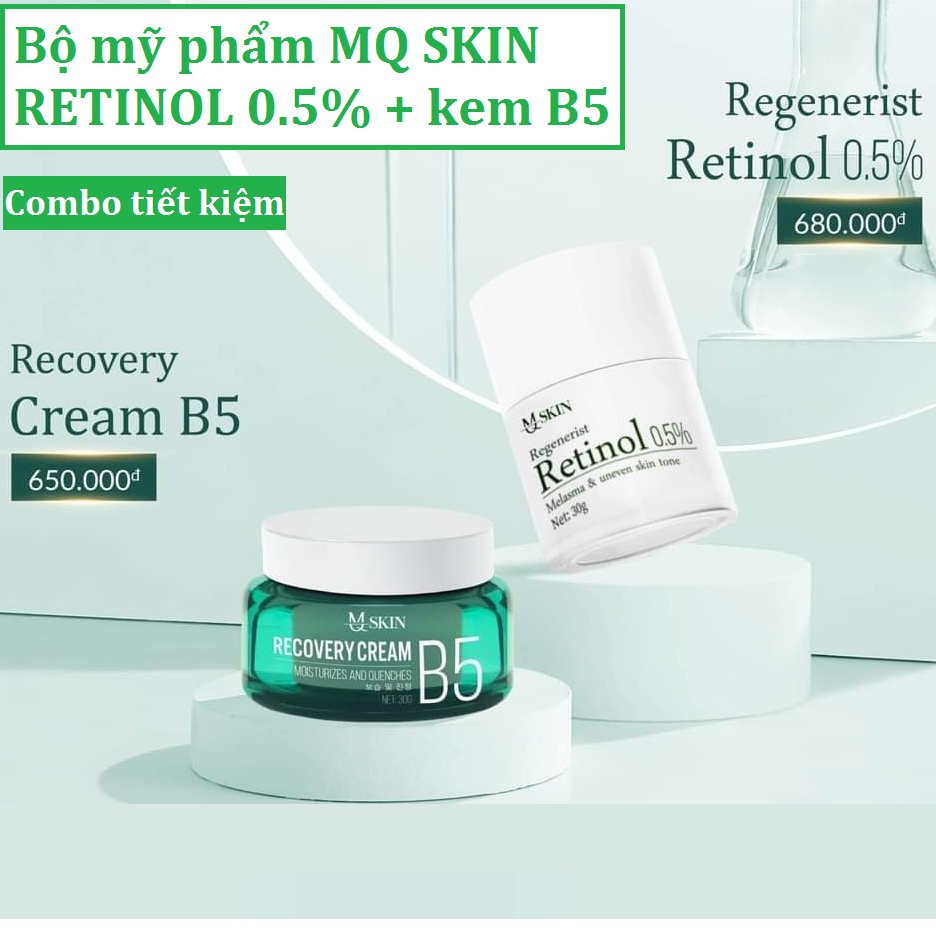 Combo tiết kiệm kem Face Retinol MQ SKIN 0,5% + Kem dưỡng phục hồi da B5 MQSKIN chính hãng