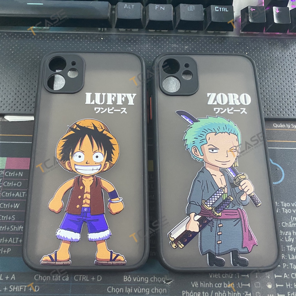 Ốp lưng iphone 14 pro max đến 6 plus in hình họa tiết luffy và zoro viền dẻo lưng cứng chống sốc bảo vệ camera
