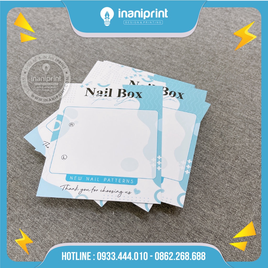 Mẫu giấy nailbox đẹp gắn móng tay giả cho tiệm nail - Màu Xanh - 11x9cm