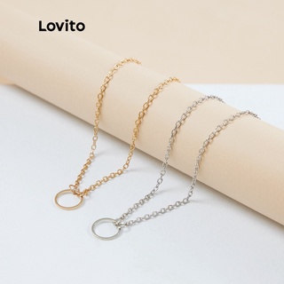 Vòng cổ Lovito mặt nhẫn kim loại khắc chữ A07010 cho nữ