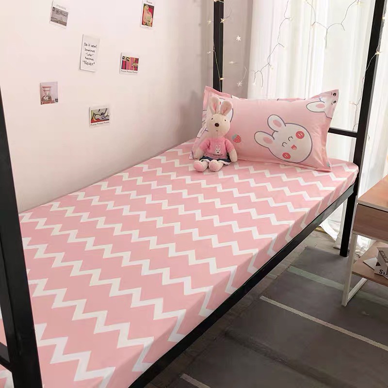 Bộ Chăn Ga Gối Cotton Poly "Thỏ Hồng" 4 món