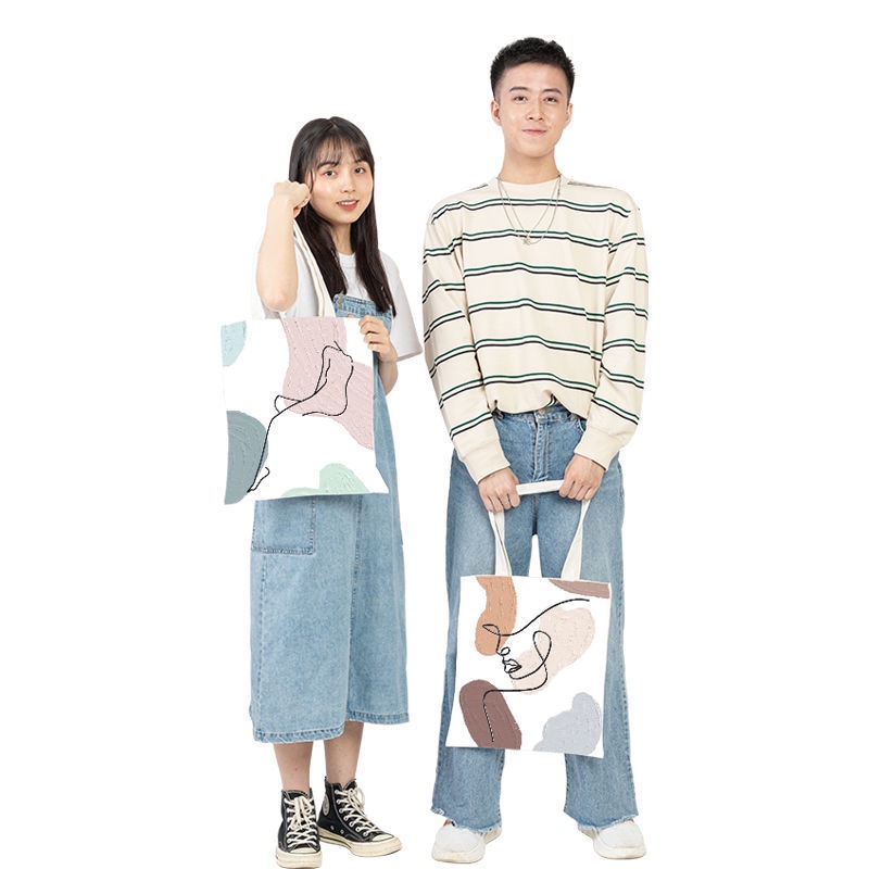Túi xách canvas họa tiết trừu tượng đơn giản