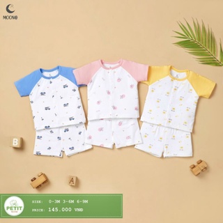 Moon -  XẢ KHO Bộ cộc cài giữa Moon vải petit cho bé 3-9kg