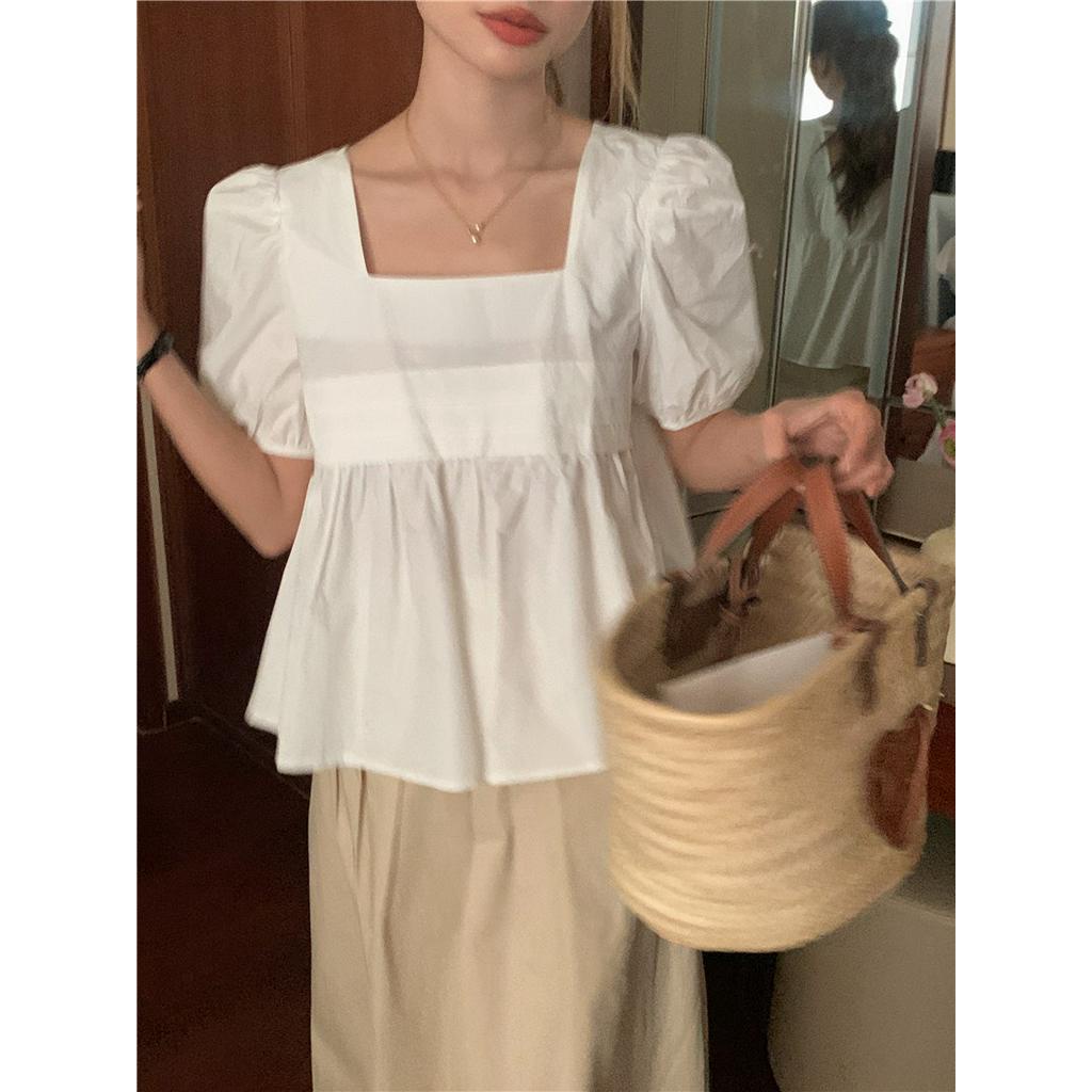 Áo Sơ Mi Tay Ngắn Cổ Vuông Phong Cách Mới 63088