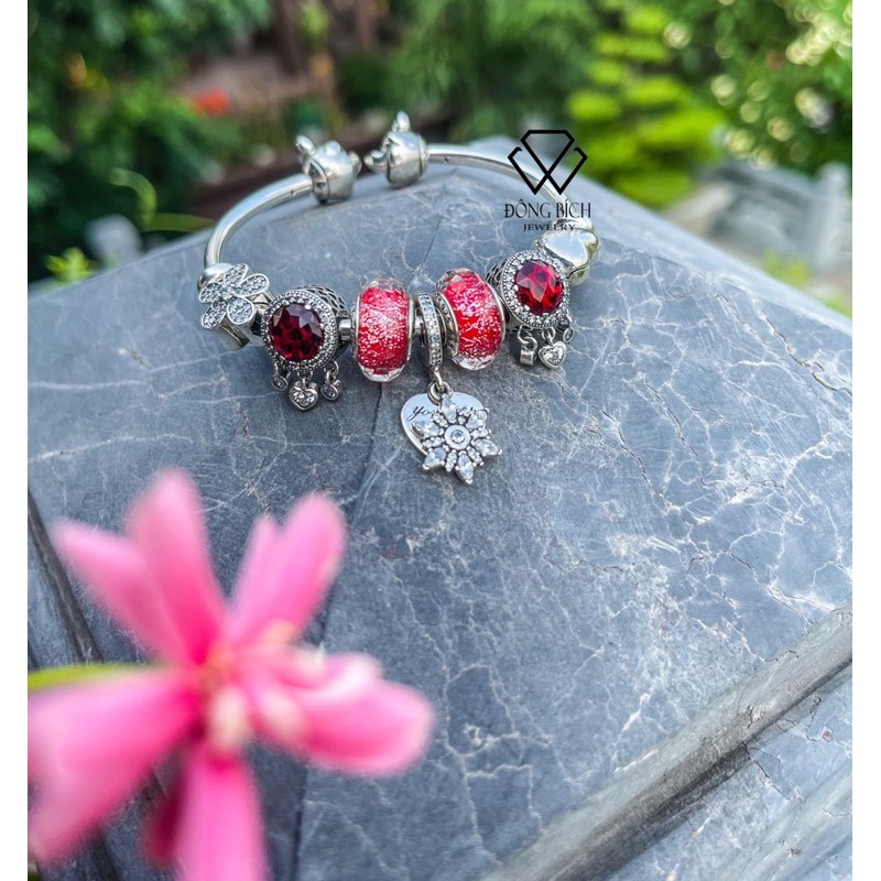 Set Vòng charm màu đỏ bạc s925 - HÀNG CAO CẤP thương hiệu Đông Bích silver