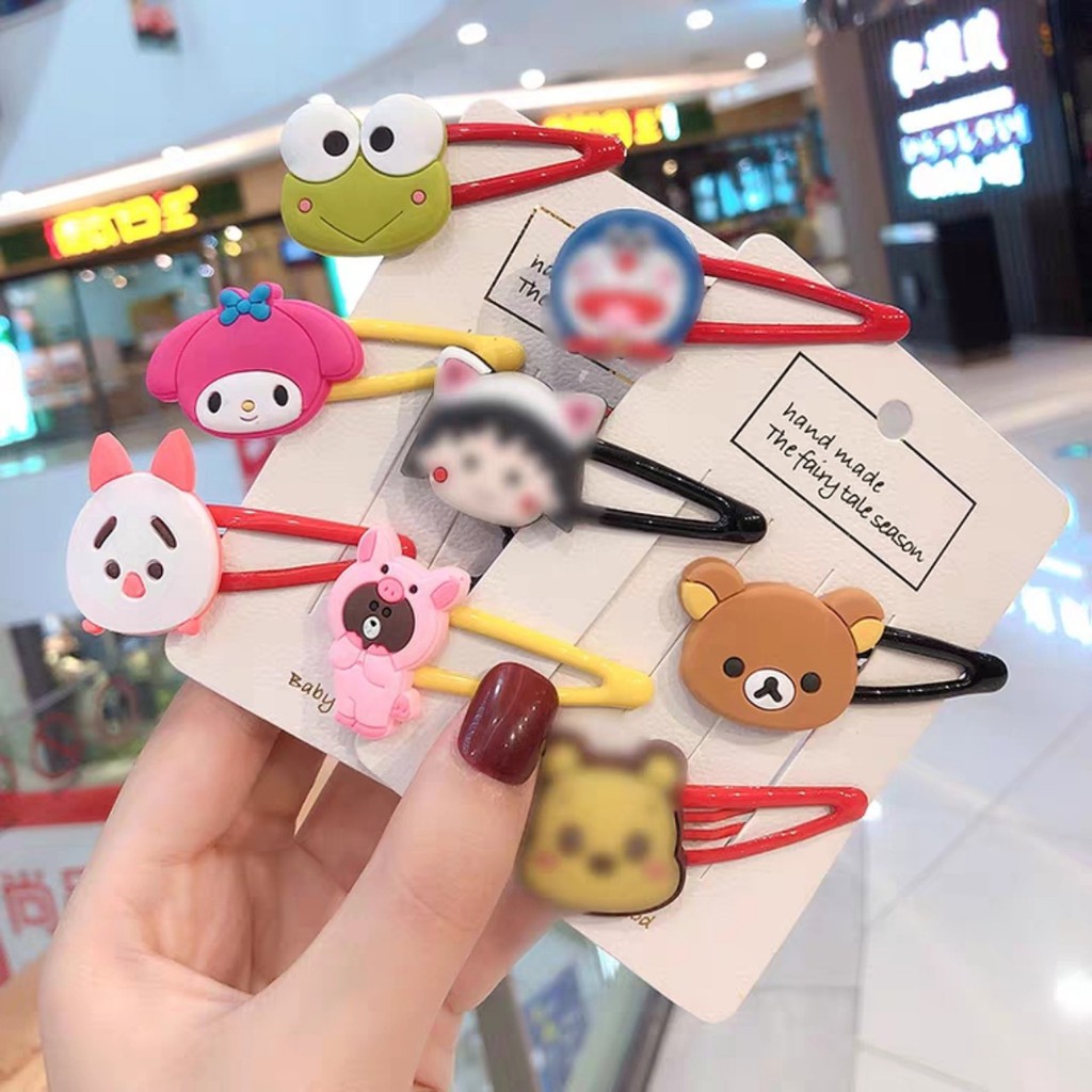 KẸP BẤM TÓC BÓNG STICKER HOẠT HÌNH 3D SIÊU DẼO CHO BÉ