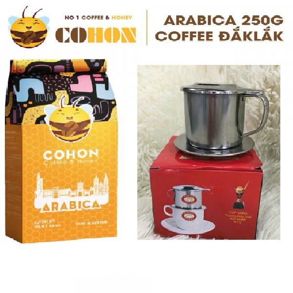 Cà phê Arabica 250g coffee chuẩn vị Tây Nguyên Tặng phin pha Cafe inox