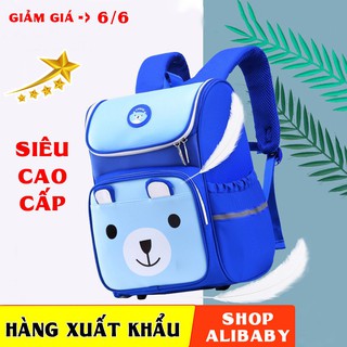 E33 Balo chống gù cao cấp dáng hộp có phát quang chống thấm nước, cặp học sinh tiểu học