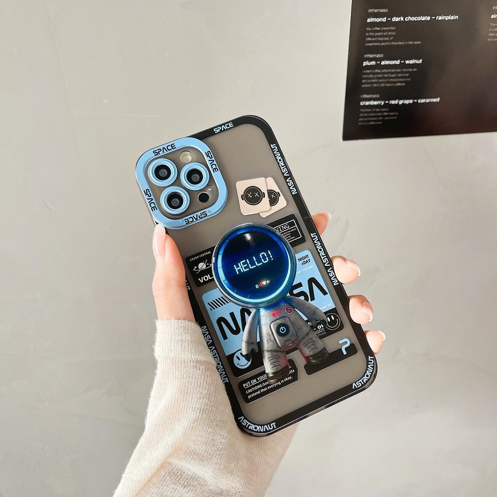 Cute Astronaut Transparent Jane Cool flash drill Compatible for iphone 13 12 11 pro max x xr xsmax 7/8plus TPU phone case cover