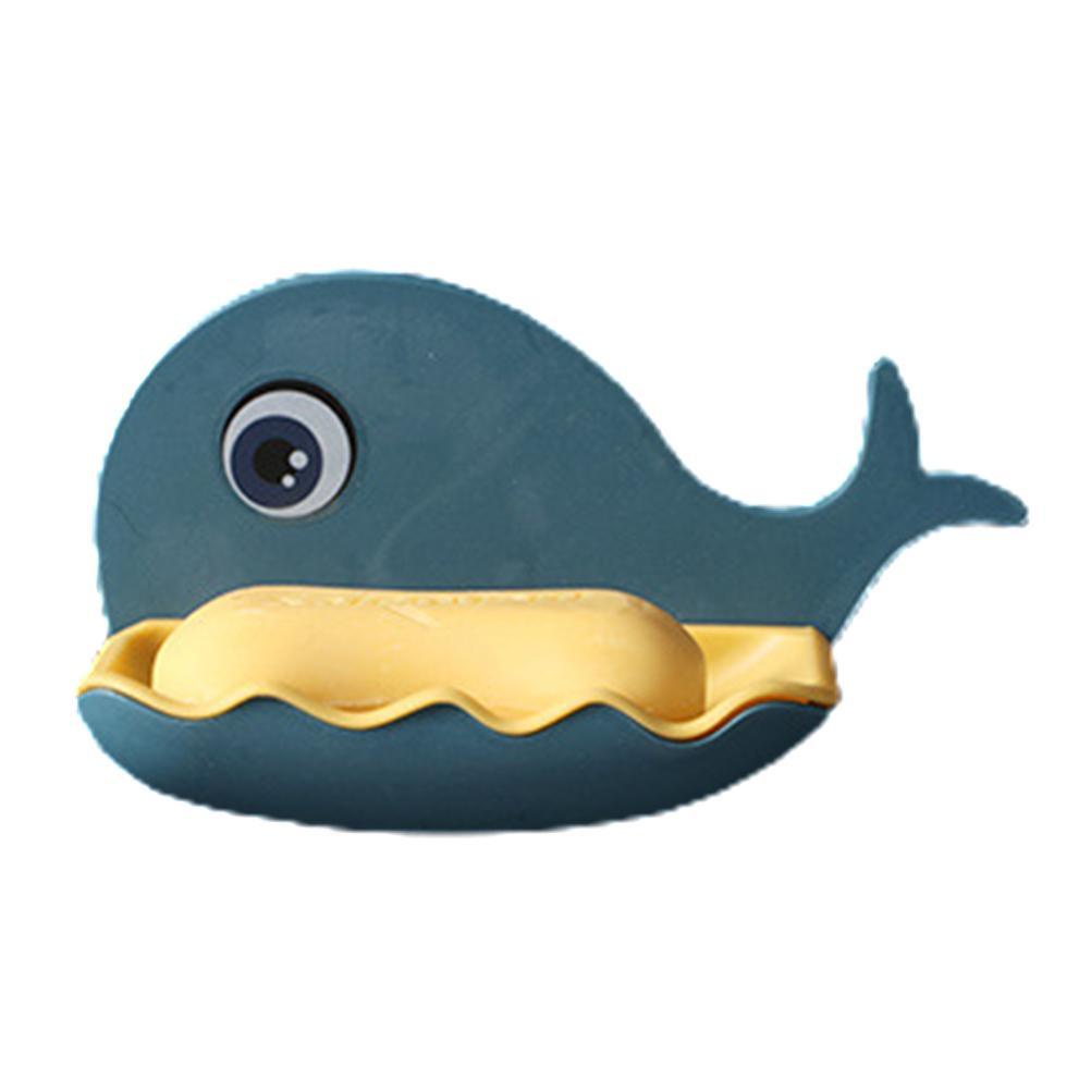 Wall-mounted Soap Dish Cartoon Whale Soap Holder with Drain Design for Bathroom Kitchen burang