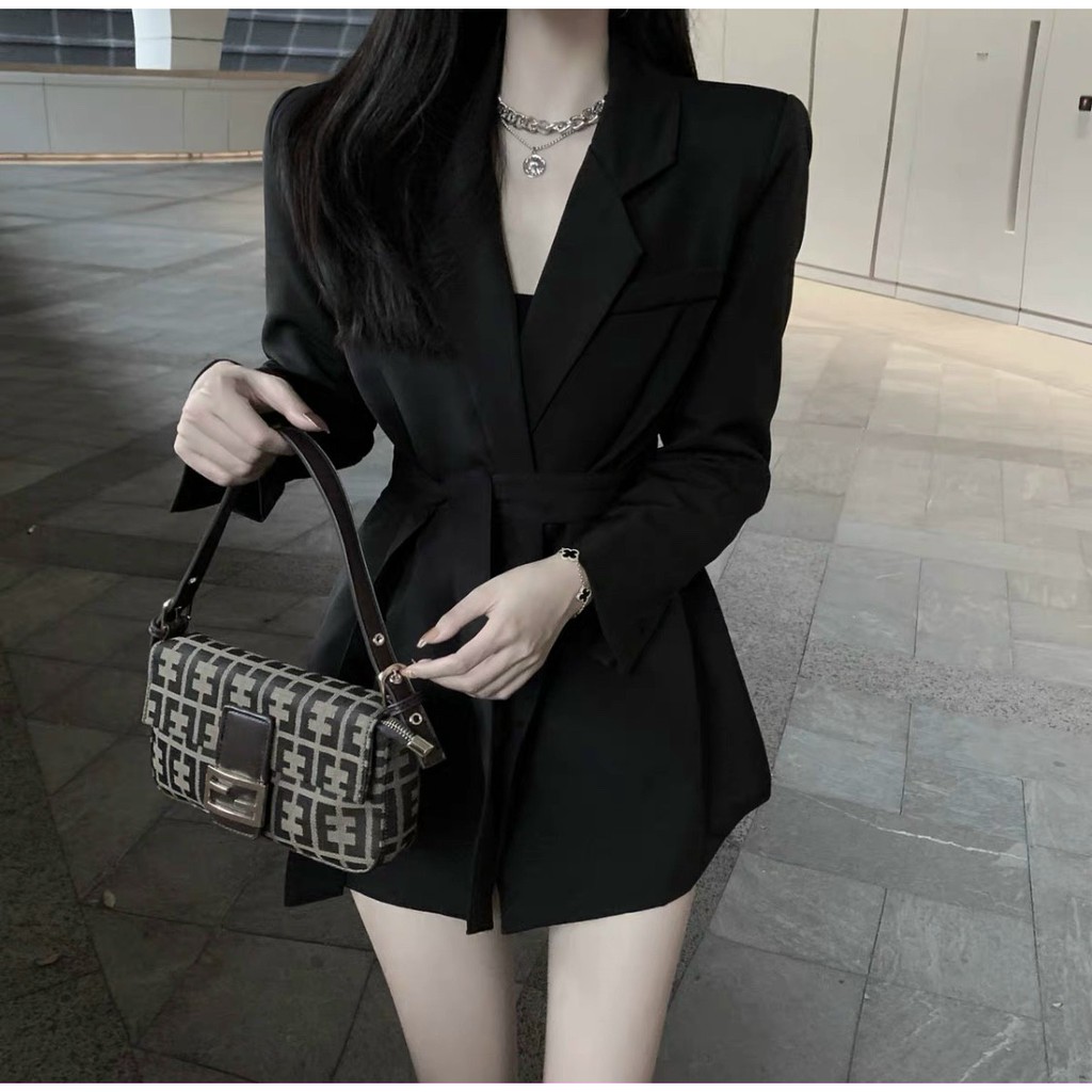 Áo vest kèm thắt lưng sang chảnh JOY BABE 🖤🤍 mix nhiều kiểu như blazer nữ giả đầm thắt eo trắng đen giấu quần VEST 1 -9A