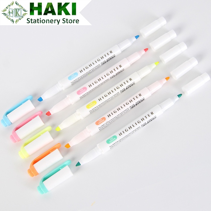 Bút highlight pastel đánh dấu 2 đầu HAKI, bút dạ quang nhớ dòng ZHIPAI marker bullet journal dễ thương B52