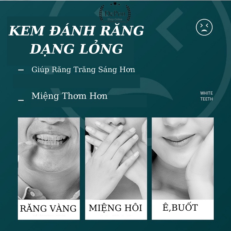 {MỚI VỀ}Kem Đánh Răng HUNMUI - Kem Đánh Răng Dạng Gel Lỏng -Dành Cho Mảng Bám Do Hút Thuốc