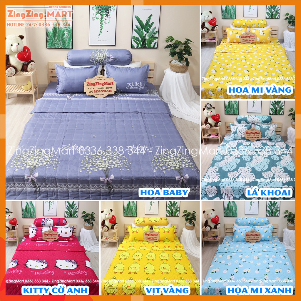 Combo Ga và 2 Vỏ Gối Mẫu Tuần Lộc Chất Poly Cotton Thoáng Mát (Gửi mẫu qua chát để chọn thêm mẫu nhé)