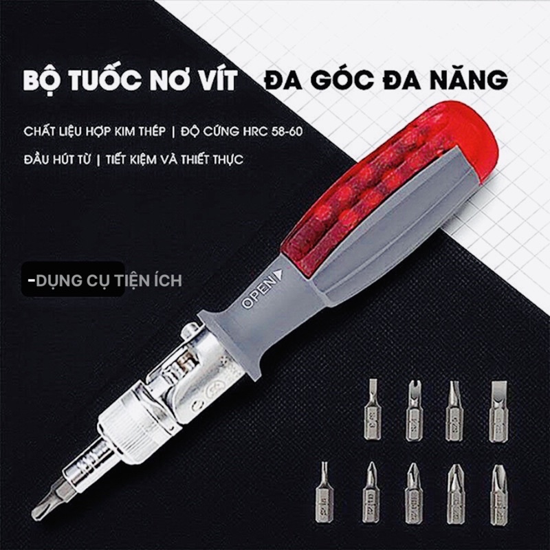 Tua vít đa năng - Đảo Góc - 10 Mũi vít kèm theo