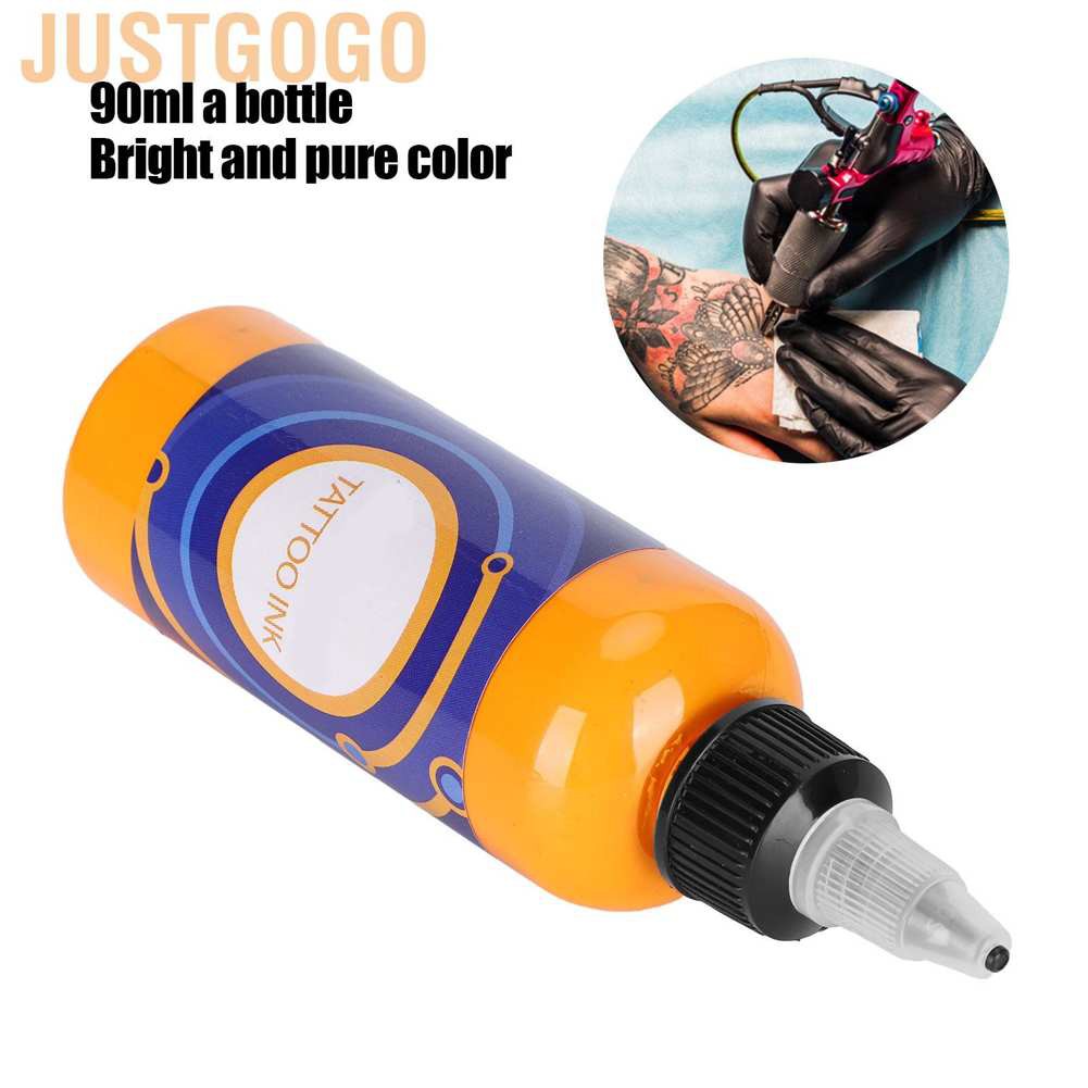 Justgogo Professional Portable Fast Coloring Body Tattoo Pigment Long Lasting Ink 90ml