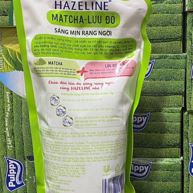 Sữa tắm sáng da Hazeline Matcha Lựu đỏ 1kg (995ml)