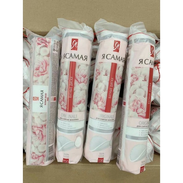 Bông tẩy trang nội địa Nga CARMA 120 miếng - Tôi là nhất 100% cotton