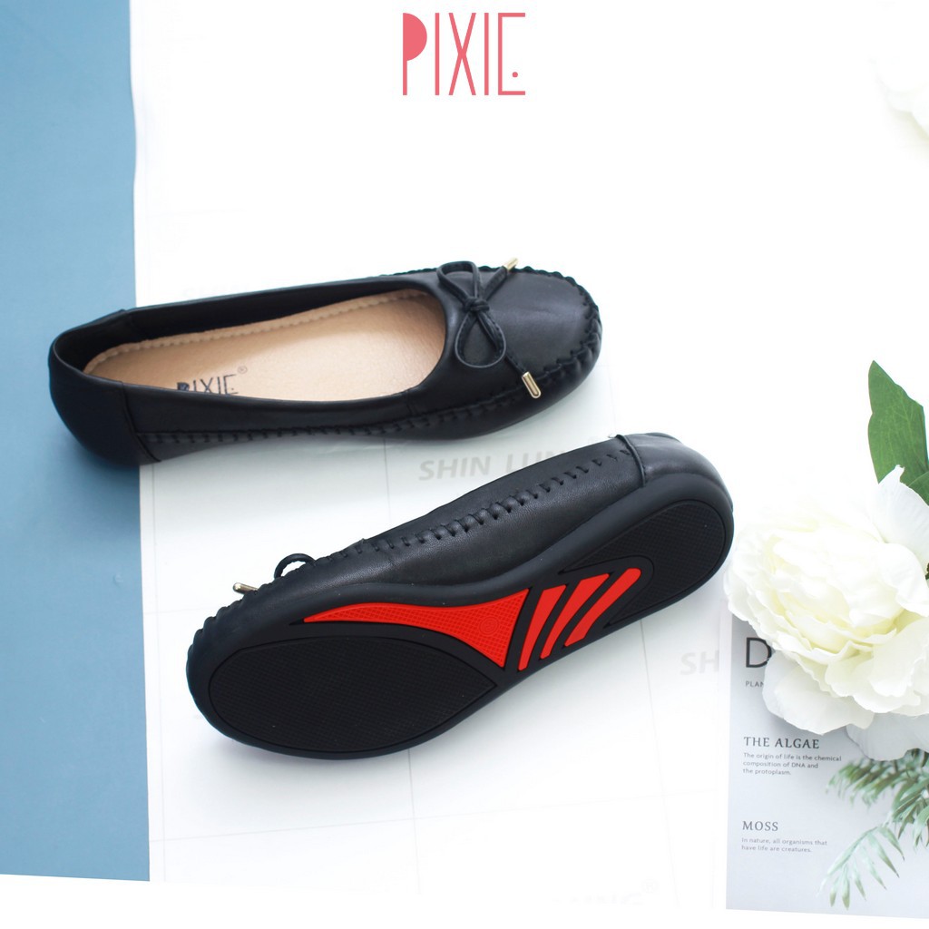 Giày Búp Bê Bệt Da Thật Siêu Êm Gắn Nơ Nhỏ Pixie X603
