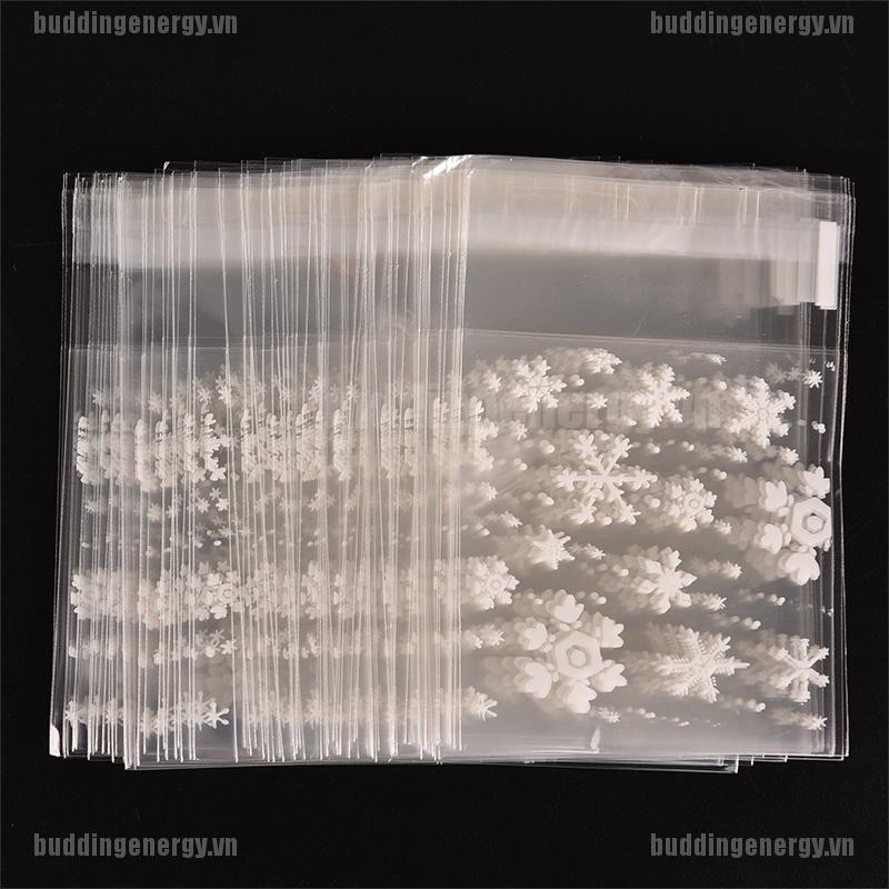 Bộ 100 Túi Nhựa Đựng Bánh Kem Hình Bông Tuyết Dễ Thương