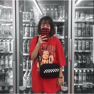 Túi mini bama phối caro bàn cờ màu đen