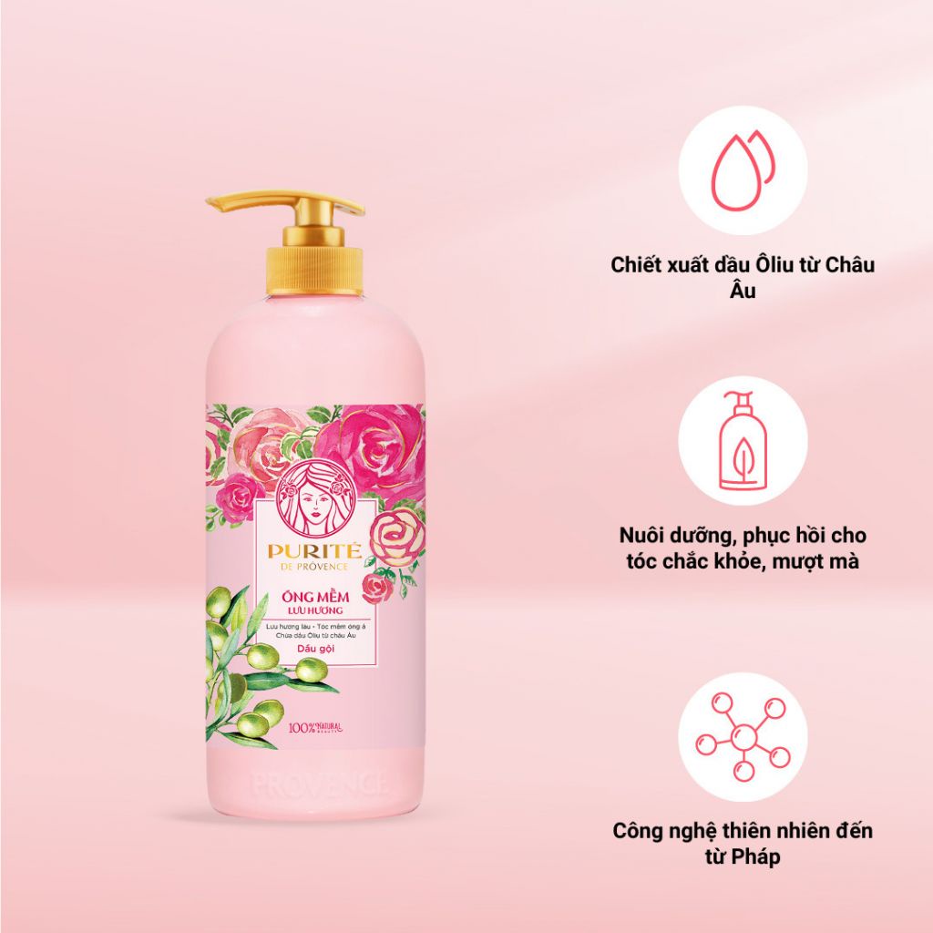 Dầu Gội Purite Hoa Anh Đào và Hoa Hồng 600ml