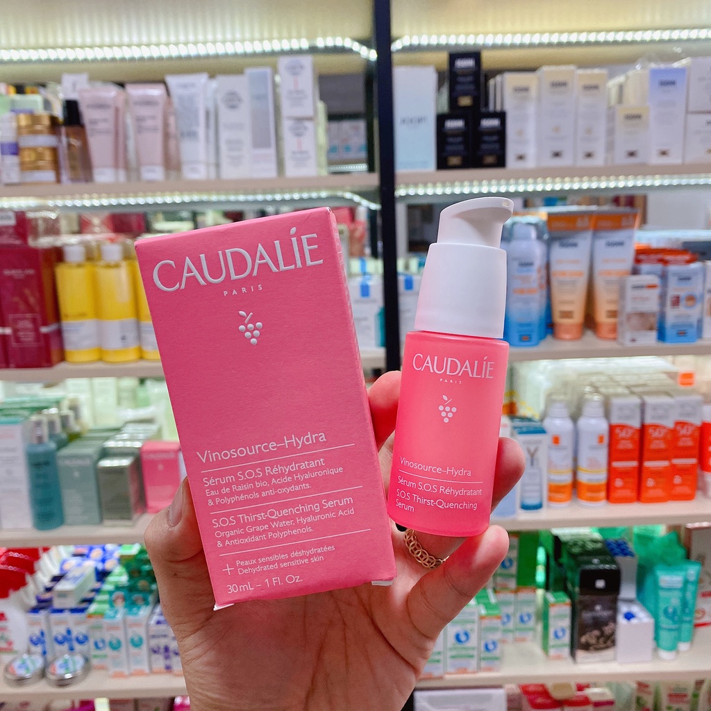 ( Mẫu mới 2022) Bộ Serum dưỡng ẩm và mặt nạ cấp ẩm chuyên sâu Caudalie Vinosource-Hydra SOS Serum