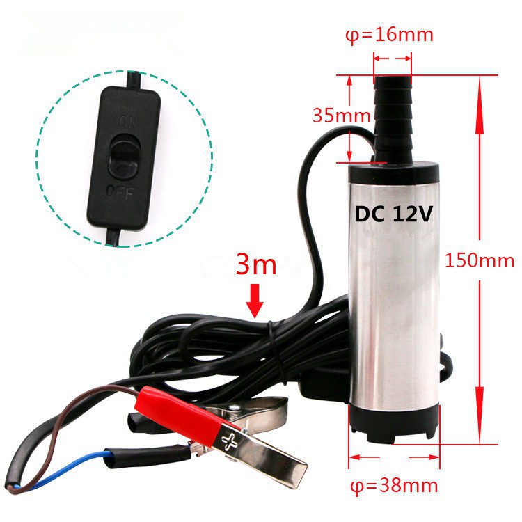 Máy bơm chìm mini 12 volt kẹp