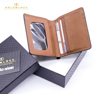 Bóp Ví Nam Da Bò Thật Dáng Nhỏ Mini GOLDBLACK Phối Màu Nâu Đen Bảo Hành 12 Tháng.