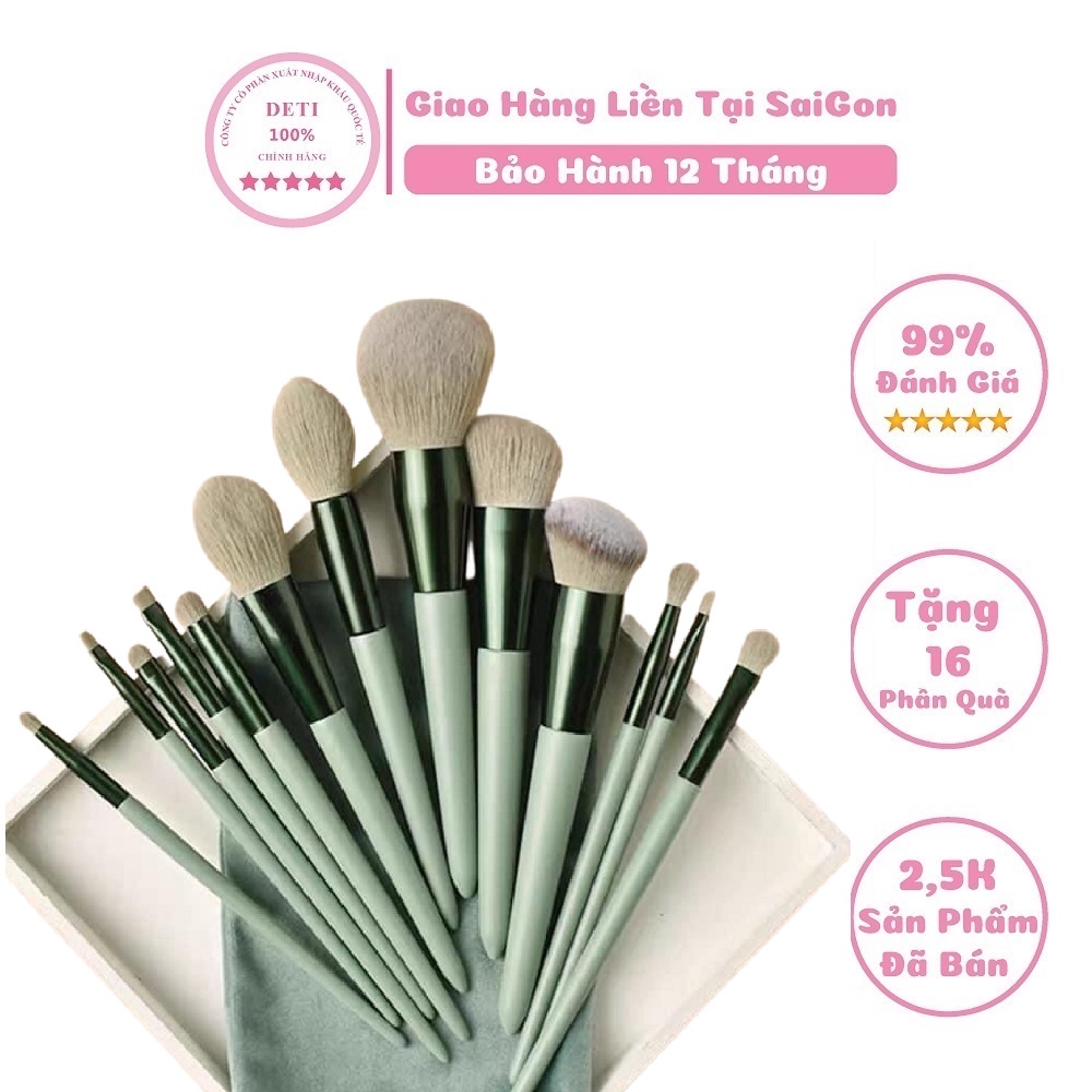Bộ cọ trang điểm cá nhân che khuyết điểm đánh mắt makeup set phấn phủ chuyên nghiệp đánh má hồng chính hãng Fix 13 món