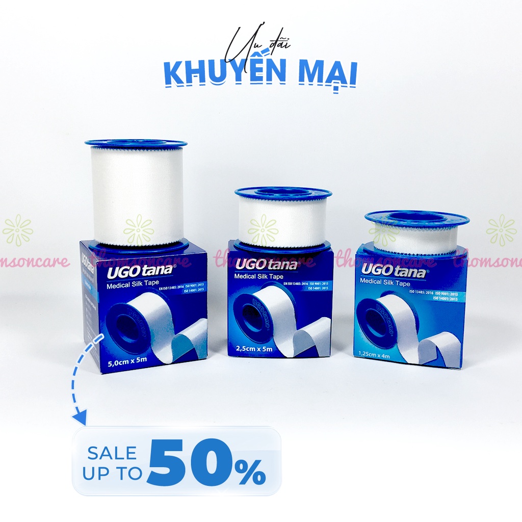 Băng dính cuộn vải lụa y tế UGOTANA - độ dính cao, băng keo mềm sơ cứu vết thương