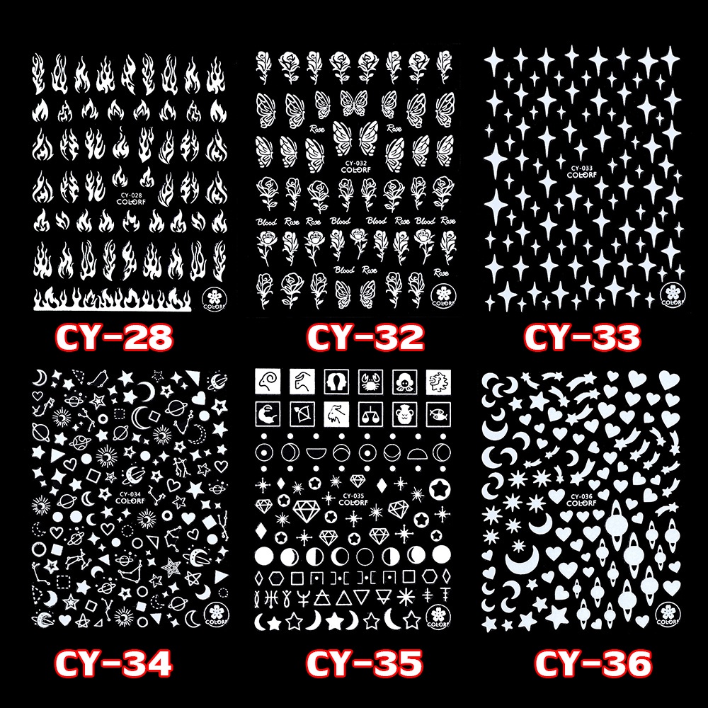 [Hàng mới về] Set 1/6 hình dán móng tay phản quang hình họa tiết 3D hình ngôi sao/ bướm độc đáo sành điệu DIY