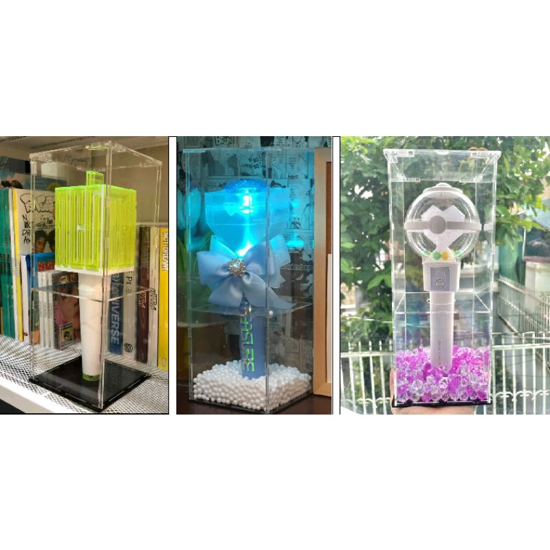 hộp mica trưng bày, kích thước theo yêu cầu - có thể dài đến 1mét - không cần dán keo