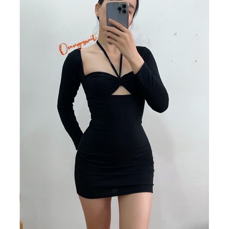 Đầm Thun Gân Ôm Body Phối Dây Cột Cá Tính D21 - D22