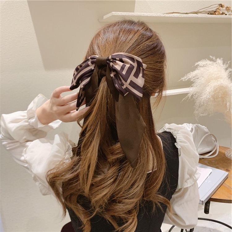 Dây buộc tóc hình nơ vải satin bản lớn phong cách Pháp thời trang cho nữ