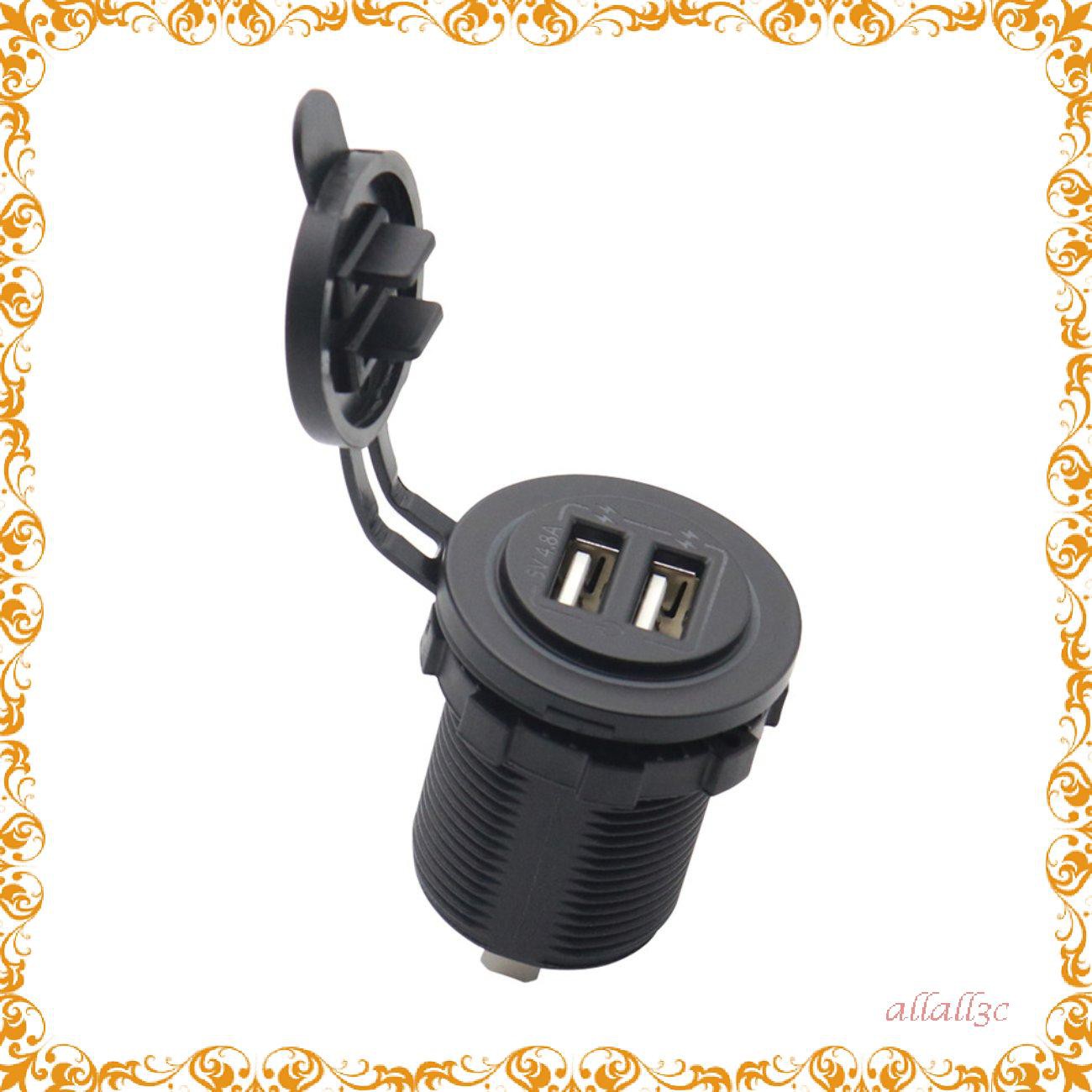 Dual Port Input USB Car Charger Socket 4.8A 5V Blue Light Touch Button Switch[╭(′▽`)╭(′▽`)╯]