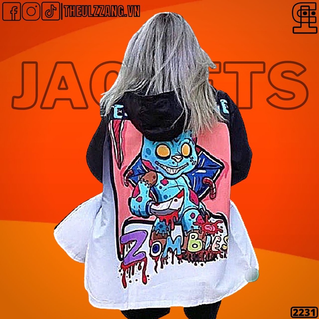 Áo Khoác Gió Nam Nữ Dù Loang 3D 2 Lớp Cao Cấp Chất Siêu Đẹp Bomber Jackets Gió Nam Nữ TEDDY ZOMBIE - AK2231