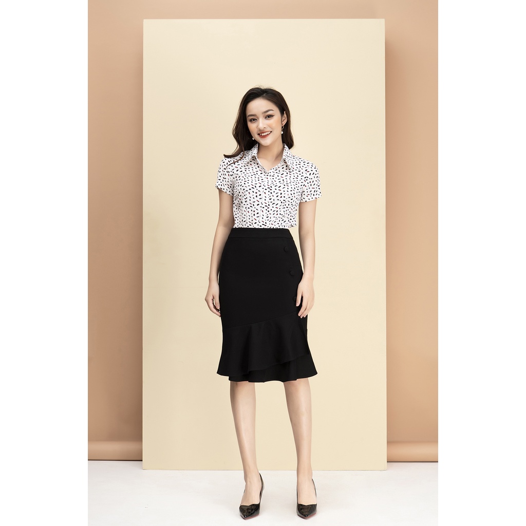 Áo Sơ Mi Nữ Ngắn Tay Cổ Đức Cao Cấp LUPERI LFSM1121 Chất Liệu Lụa Cát Cho Nữ Công Sở